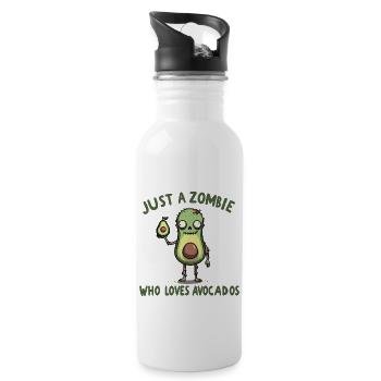 Nur ein Zombie, der Avocados liebt - Trinkflasche mit integriertem Trinkhalm - Weiß - Rechts