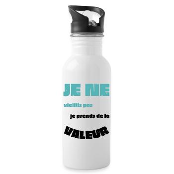 Männer, Frauen, Humorvoll, Humorvolles T-Shirt-Geschenk - Trinkflasche mit integriertem Trinkhalm - Weiß - Rechts
