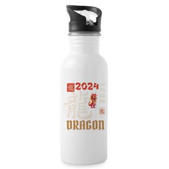 Nouvel An chinois Année du Dragon 2024 - Gourde avec paille intégrée - blanc - Droite