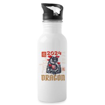 Chinese New Year Year Of The Dragon 2024 - Water bottle with straw - white - Right
