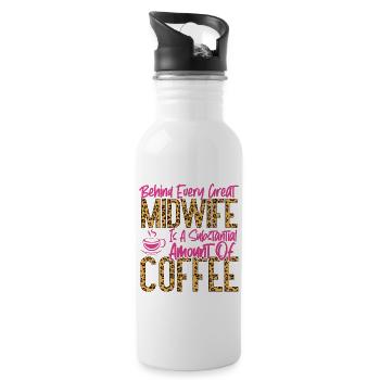 Nurse Midwife Birth Worker Coffee - Water bottle with straw - white - Right
