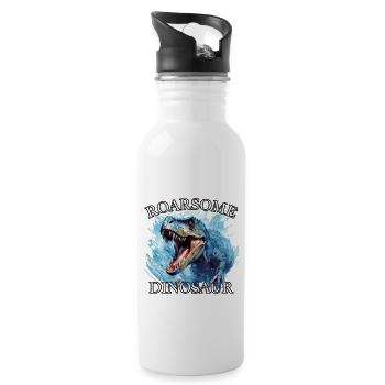 Dino T-Rex Tyrannosaurus Rex Dinosaurier - Trinkflasche mit integriertem Trinkhalm - Weiß - Rechts