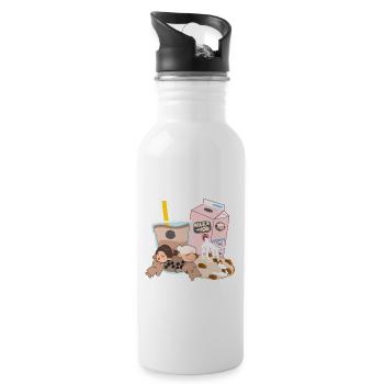 Biscuits et lait - Gourde avec paille intégrée - blanc - Droite