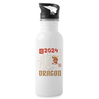 Nouvel An chinois Année du Dragon 2024 - Gourde avec paille intégrée - blanc - Droite