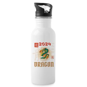 Nouvel An chinois Année du Dragon 2024 - Gourde avec paille intégrée - blanc - Droite