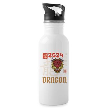Nouvel An chinois Année du Dragon 2024 - Gourde avec paille intégrée - blanc - Droite