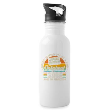 Jahrgang 2015 Geboren Legenden - Trinkflasche mit integriertem Trinkhalm - Weiß - Rechts