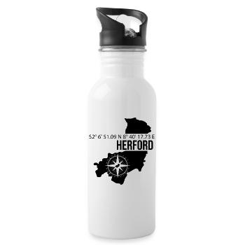 Koordinaten Herford - Trinkflasche mit integriertem Trinkhalm - Weiß - Rechts