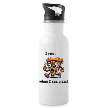 I run when I see Pizza - Water bottle with straw - white - Right