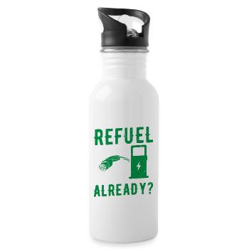 Do You Still Refuel Or Do You Charge Already? EV C - Trinkflasche mit integriertem Trinkhalm - Weiß - Rechts