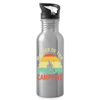 Master of the Campfire - Water bottle with straw - silver - Right
