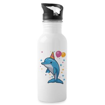 I'm 5 years old Dolphins Delfin 5th birthday - Water bottle with straw - white - Right