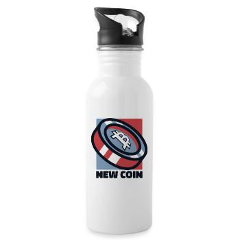 New Coin Kryptowährung Blockchain Crypto Bitcoin - Trinkflasche mit integriertem Trinkhalm - Weiß - Rechts
