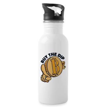Buy The Dip Crypto Kryptowährung Blockchain - Trinkflasche mit integriertem Trinkhalm - Weiß - Rechts