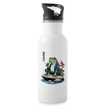Yokai Grenouille Ukiyo-E Japon Design Rétro - Gourde avec paille intégrée - blanc - Droite