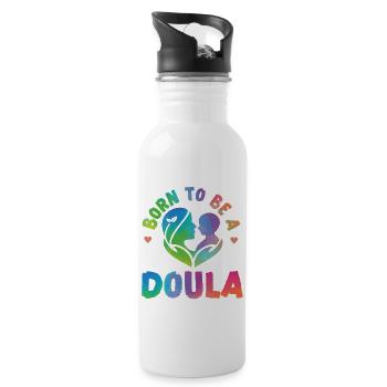Doula Birth Worker Born To Be A - Water bottle with straw - white - Right