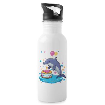 J’ai 5 ans Dauphins Dauphin 5ème anniversaire - Gourde avec paille intégrée - blanc - Droite