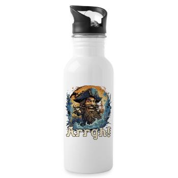 Arrgh! Lustiges Piraten Kostüm Damen Herren Kinder - Trinkflasche mit integriertem Trinkhalm - Weiß - Rechts