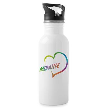 Nurse Midwife Birth Worker Heart - Water bottle with straw - white - Right