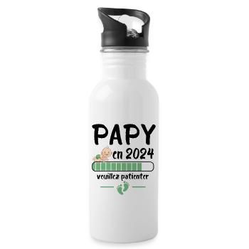 Cadeau Papy Annonce Grossesse Grand Père 2024 - Gourde avec paille intégrée - blanc - Droite