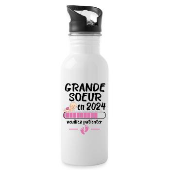 Grande Soeur Annonce Grossesse Future Soeur 2024 - Gourde avec paille intégrée - blanc - Droite