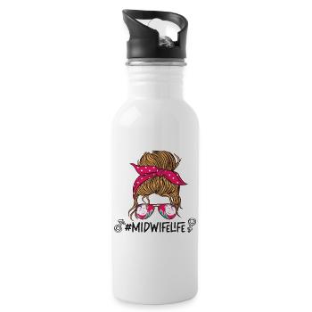 Nurse Midwife Birth Worker - Water bottle with straw - white - Right
