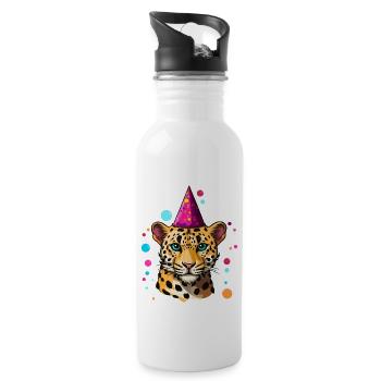 Ich bin 7 Jahre alt Leoparde Leopard 7. Geburtstag - Trinkflasche mit integriertem Trinkhalm - Weiß - Rechts