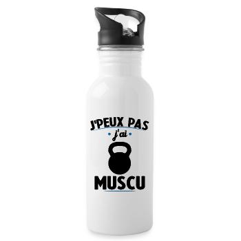 I can't I worked out - Water bottle with straw - white - Right