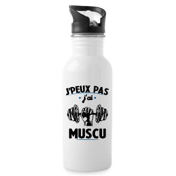 I can't I worked out - Water bottle with straw - white - Right