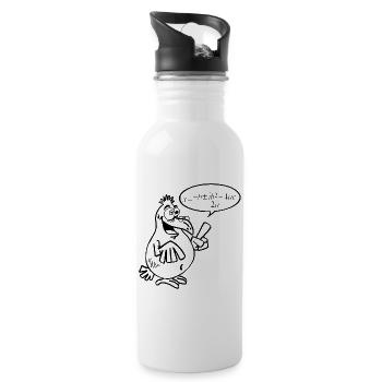 Oiseau intelligent noir - Gourde avec paille intégrée - blanc - Droite