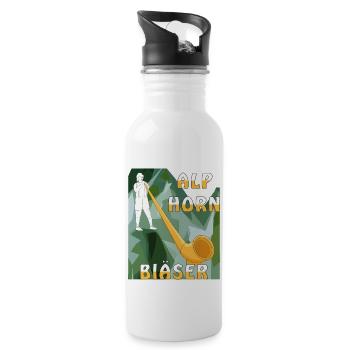 ALPHORN BLÄSER - Trinkflasche mit integriertem Trinkhalm - Weiß - Rechts