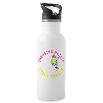 Choosing Health with Every Breath Inspirational - Trinkflasche mit integriertem Trinkhalm - Weiß - Rechts