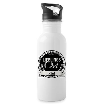 Lieblingsort Kiel - Trinkflasche mit integriertem Trinkhalm - Weiß - Rechts