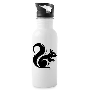 Minimalistische Eichhörnchen-Silhouette - Trinkflasche mit integriertem Trinkhalm - Weiß - Rechts