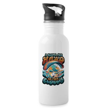 Skydiving Parachute Skydiving Paragliding - Water bottle with straw - white - Right