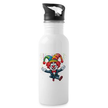 Karneval Kostüm Fasching Fastnacht - Trinkflasche mit integriertem Trinkhalm - Weiß - Rechts