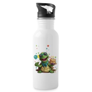 I'm 8 Turtles Turtle 8th Birthday - Water bottle with straw - white - Right