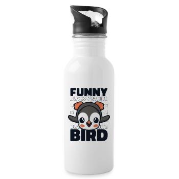 Funny Black And White Bird Kaiserpinguin Seevogel - Trinkflasche mit integriertem Trinkhalm - Weiß - Rechts