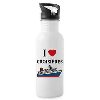 I love Croisières - Gourde avec paille intégrée - blanc - Droite