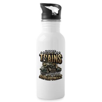 Trainspotting Train Lovers Trains - Water bottle with straw - white - Right