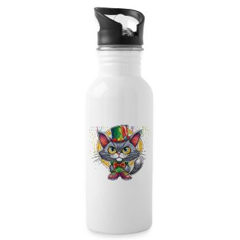 Karneval Kostüm Fasching Fastnacht - Trinkflasche mit integriertem Trinkhalm - Weiß - Rechts