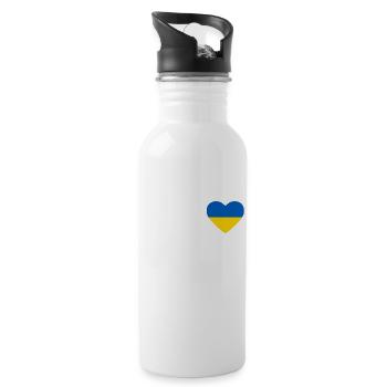 Cœur drapeau Ukraine - Gourde avec paille intégrée - blanc - Droite