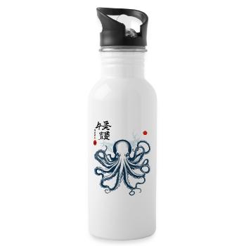 Poulpe Japon Kanji Ukiyo-E Art Sea Design - Gourde avec paille intégrée - blanc - Droite
