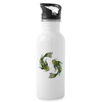 Asia, Asian Pisces, Japan, China, Pond Fish - Water bottle with straw - white - Right