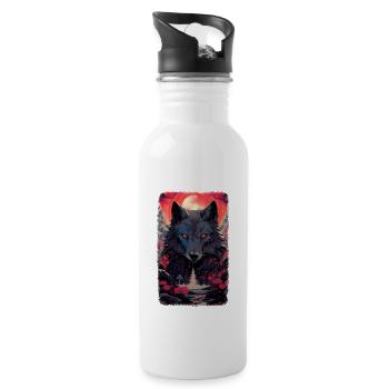 Spirit Wolf Fuchs Ästhetischer Japanischer Kitsune - Trinkflasche mit integriertem Trinkhalm - Weiß - Rechts