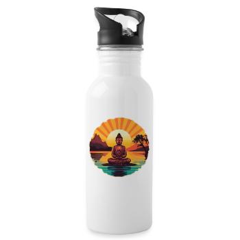 Buddhismus Yoga Buddhist Zen Meditation Buddha - Trinkflasche mit integriertem Trinkhalm - Weiß - Rechts