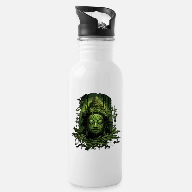 Buddhismus Yoga Buddhist Zen Meditation Buddha - Trinkflasche mit integriertem Trinkhalm - Weiß