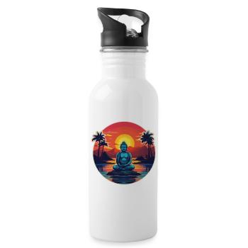 Buddhism Yoga Buddhist Zen Meditation Buddha - Water bottle with straw - white - Right