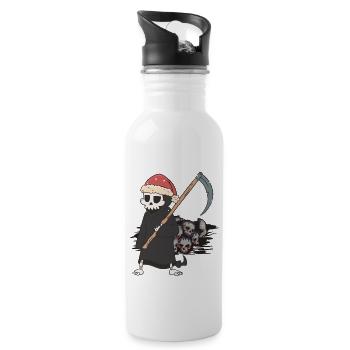 Tod Sensenmann Weihnachtsmann Horror tödlich xmas - Trinkflasche mit integriertem Trinkhalm - Weiß - Rechts