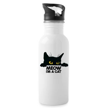 Miau, ich bin eine Katze fauler Halloween -Kostüm - Trinkflasche mit integriertem Trinkhalm - Weiß - Rechts